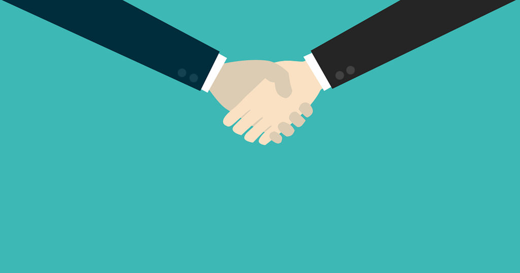 Customer experience demonstrated through client relationship via a handshake