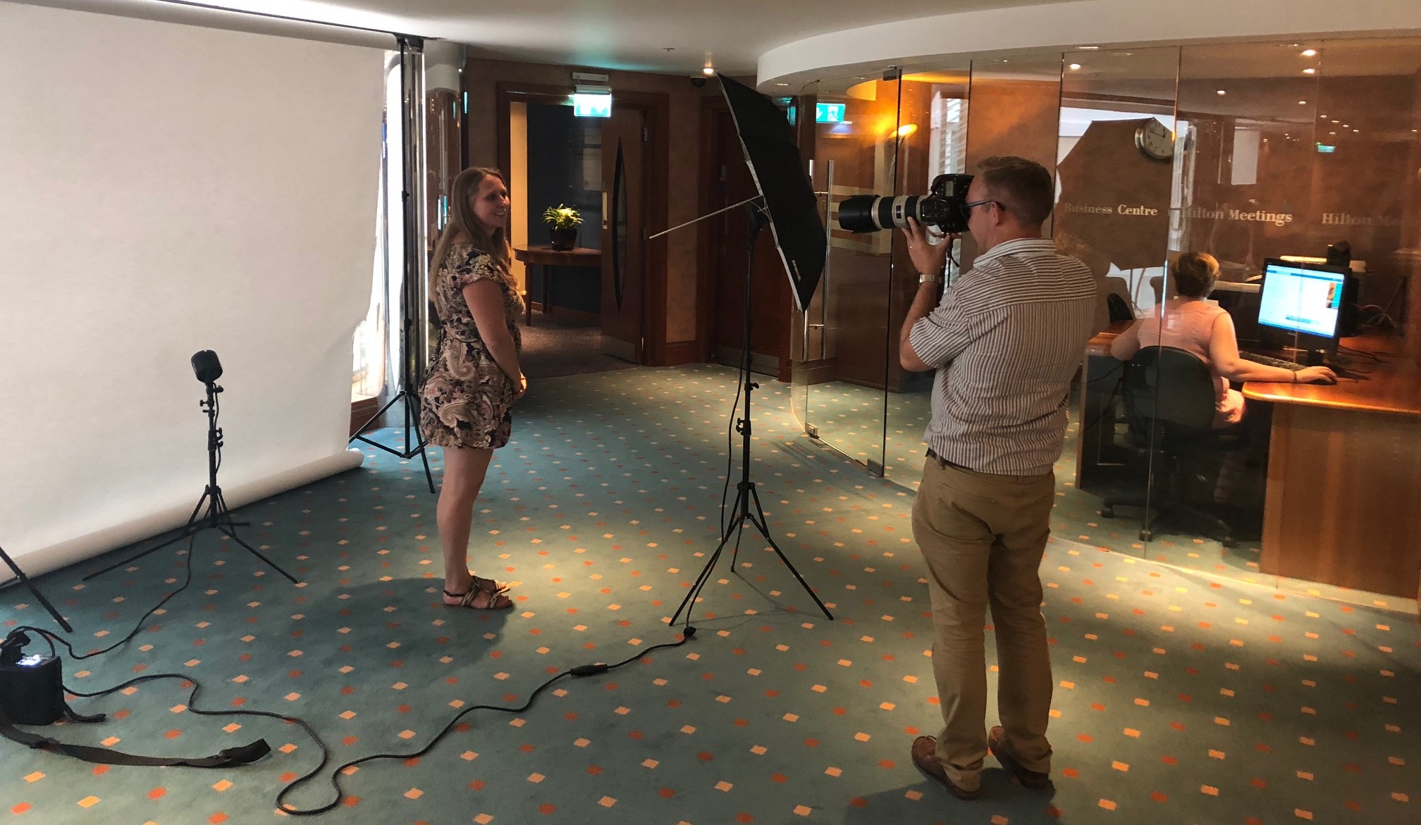 Image of Alex getting photographed for Leading Wales Awards