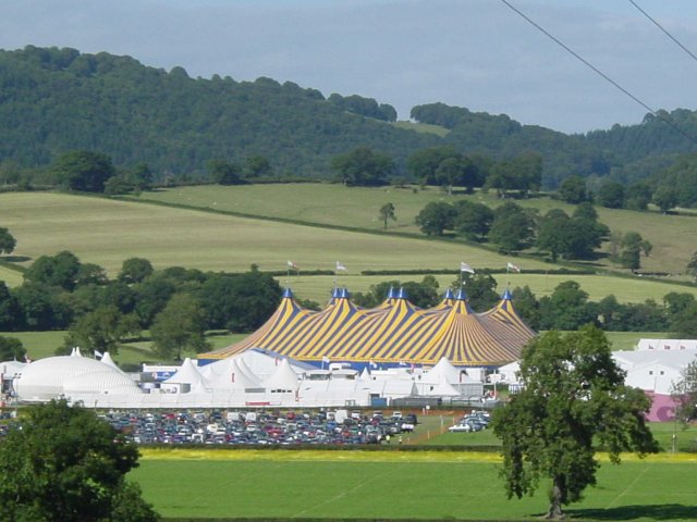Image of Eisteddfod Maes tent at Mathrafal Farm, 2003.