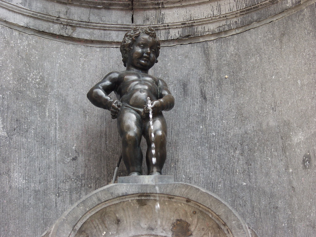 The famous statue of the peeing boy in Brussels, Belgium.