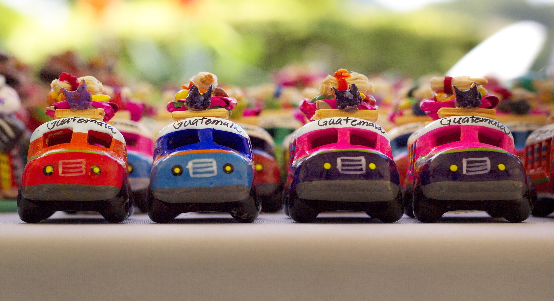 Ornamental toy buses in Guatemala
