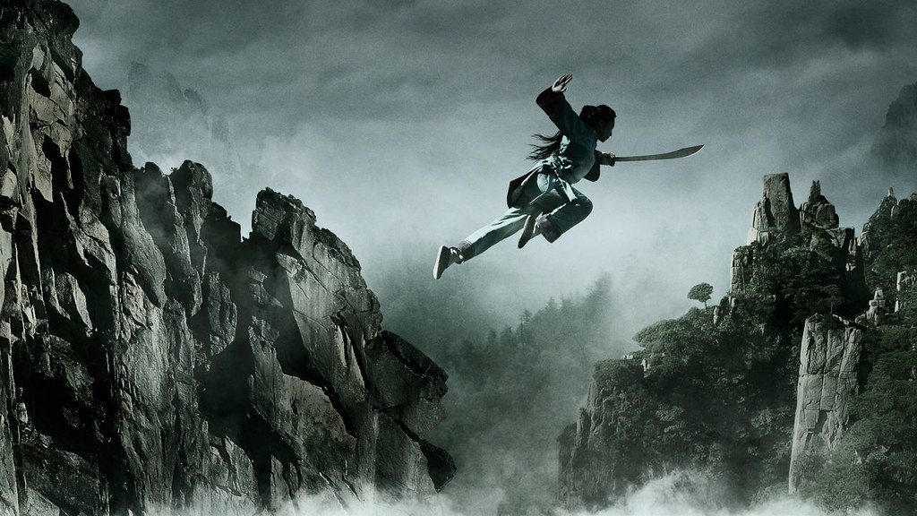 A scene from Crouching Tiger, Hidden Dragon, a film influenced by wuxia