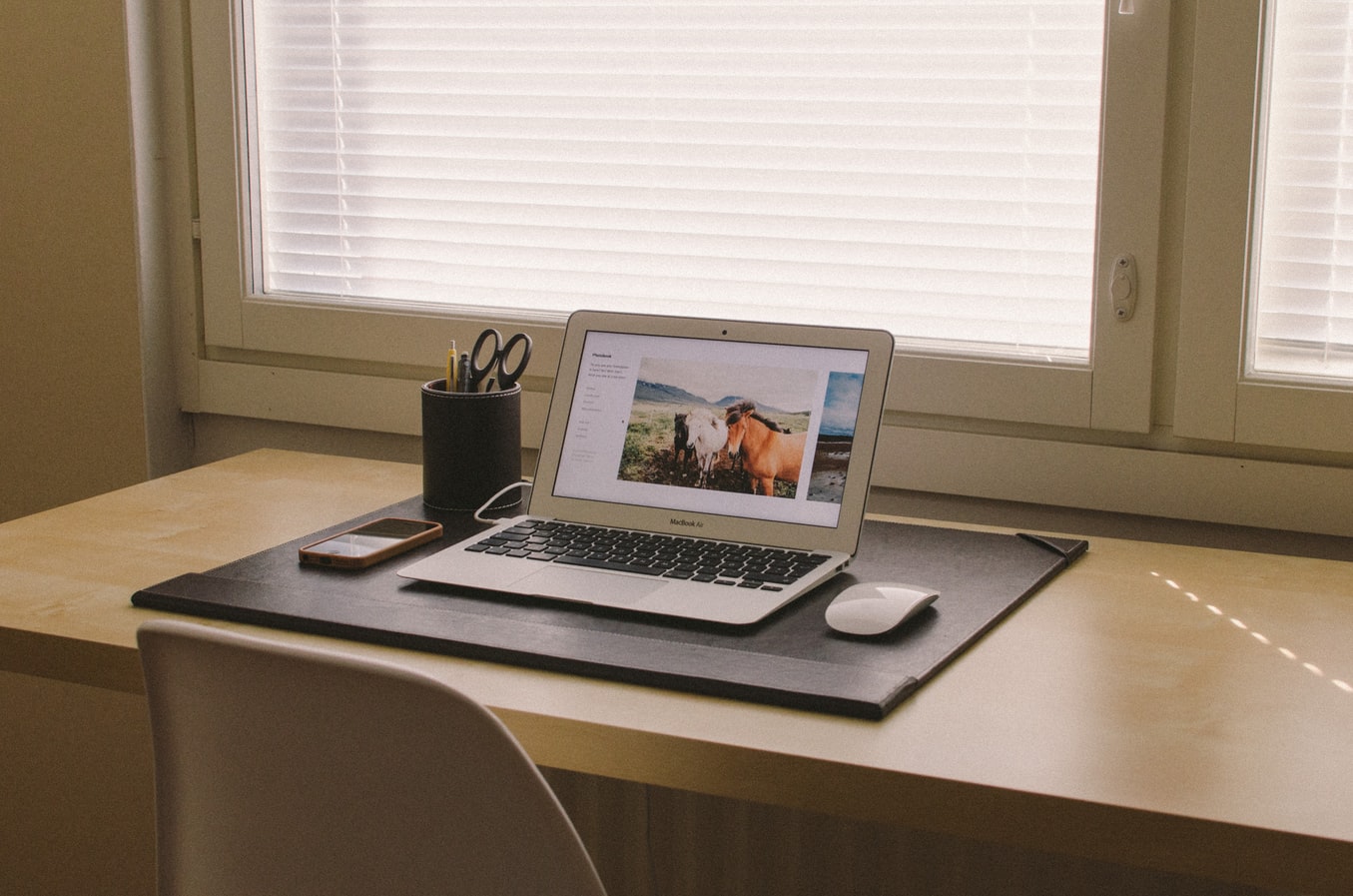 Laptop on desk at home